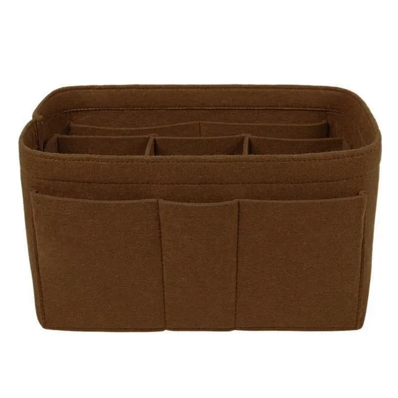 Felt Handbag Organizer Insert with Multiple Pockets for Tote and Purse - Coffee L Size